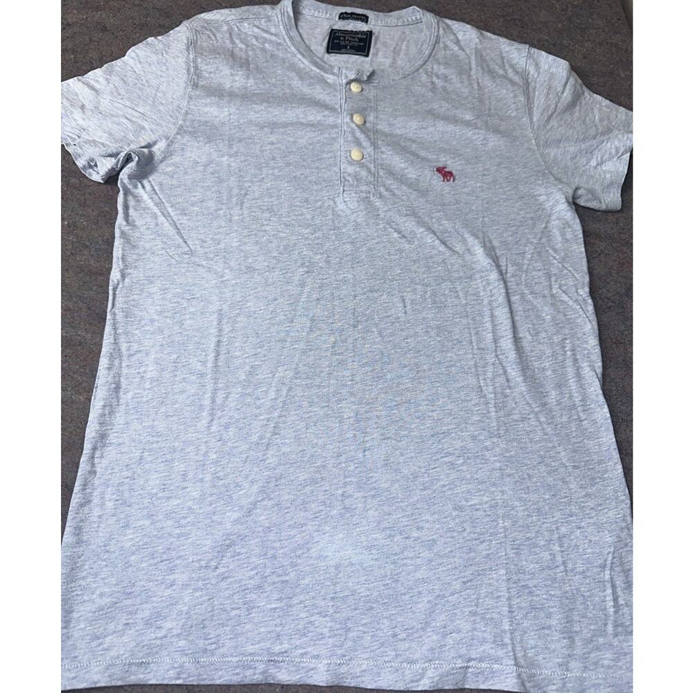 Abercrombie & Fitch Mens T Shirt S Short Sleeve Henley Button Y2K Logo Vintage